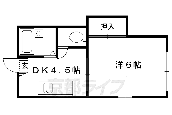 京都市烏丸線 今出川駅 徒歩15分 2階建 築38年(1DK/1階)の間取り写真