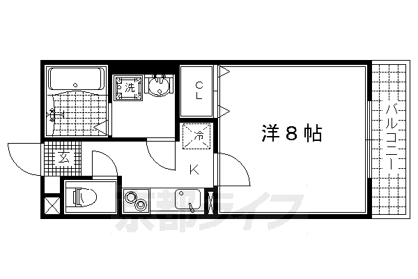 京都市烏丸線 北大路駅 徒歩27分 2階建 築19年(1K/2階)の間取り写真