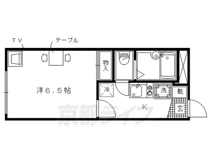 京都市東西線 二条城前駅 徒歩14分 2階建 築24年(1K/1階)の間取り写真