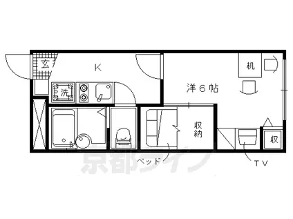京都市烏丸線 鞍馬口駅 徒歩23分 2階建 築19年(1K/2階)の間取り写真