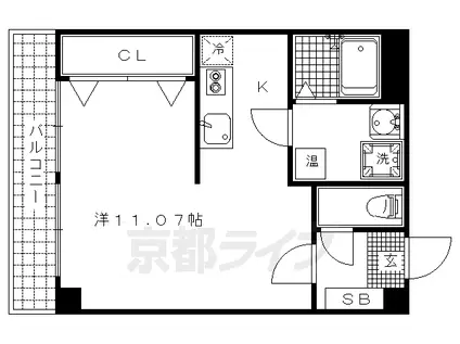 京都市烏丸線 北大路駅 徒歩26分 4階建 築47年(1K/3階)の間取り写真