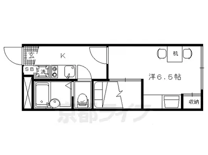 京都市東西線 二条城前駅 徒歩16分 2階建 築18年(1K/1階)の間取り写真