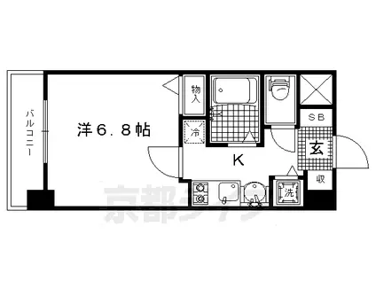 スワンズ京都大将軍(1K/3階)の間取り写真