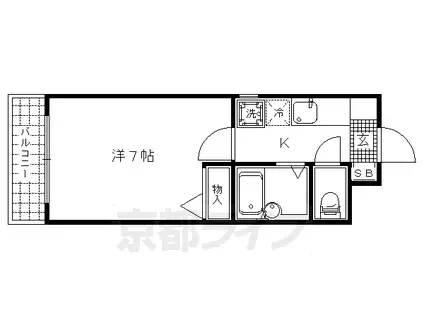 京都市烏丸線 鞍馬口駅 徒歩15分 4階建 築30年(1K/3階)の間取り写真