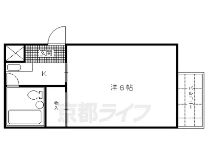 京都市烏丸線 北山駅(京都) 徒歩38分 2階建 築33年(1K/2階)の間取り写真