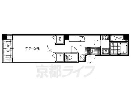 京福北野線 北野白梅町駅 徒歩17分 3階建 築18年(1K/1階)の間取り写真