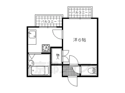 京都市烏丸線 鞍馬口駅 徒歩5分 4階建 築46年(1K/4階)の間取り写真