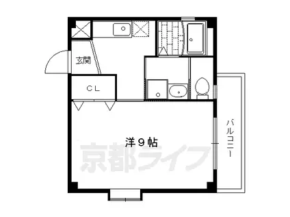 叡山電鉄 元田中駅 徒歩5分 2階建 築24年(1K/2階)の間取り写真