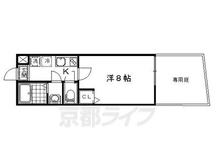 フェリーチェ御陵(1K/1階)の間取り写真