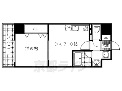 京阪電気鉄道京津線 御陵駅 徒歩9分 7階建 築9年(1DK/1階)の間取り写真