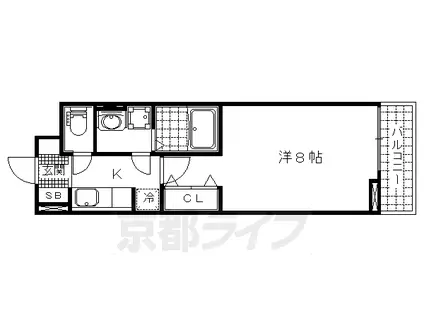 京都市東西線 東野駅(京都) 徒歩23分 3階建 築8年(1K/2階)の間取り写真