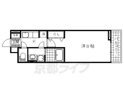 京都市東西線 東野駅(京都) 徒歩23分 3階建 築8年(1K/3階)の間取り写真