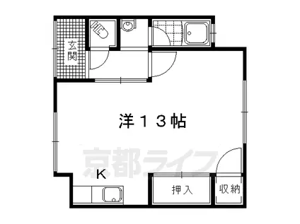 京都市東西線 椥辻駅 徒歩25分 2階建 築54年(ワンルーム/1階)の間取り写真