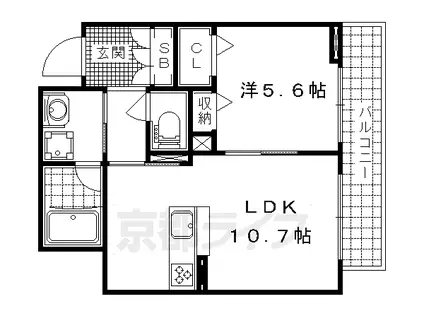 京都市東西線 椥辻駅 徒歩10分 3階建 築8年(1LDK/3階)の間取り写真