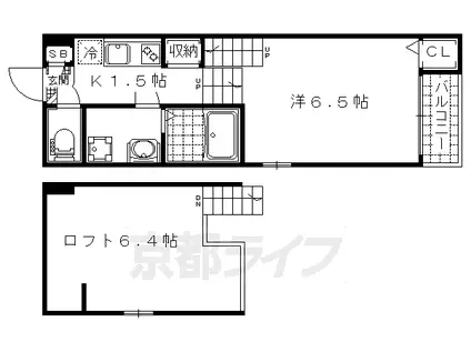 京都市東西線 椥辻駅 徒歩9分 2階建 築8年(1K/1階)の間取り写真