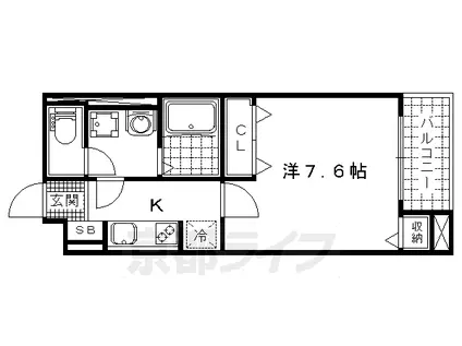 京都市東西線 東野駅(京都) 徒歩14分 4階建 築8年(1K/1階)の間取り写真