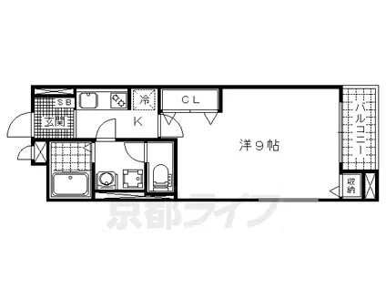 京都市東西線 東野駅(京都) 徒歩14分 4階建 築8年(1K/3階)の間取り写真