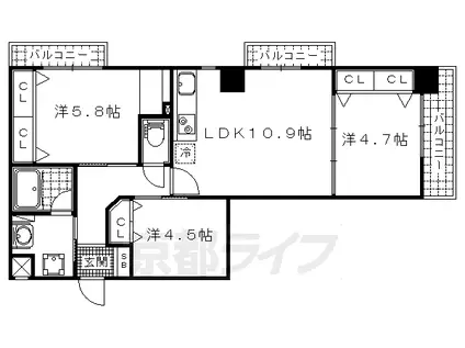 LATTICE HIGASHINO ANNEX(3LDK/4階)の間取り写真