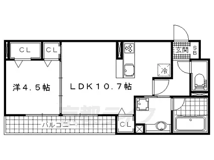 京都市東西線 東野駅(京都) 徒歩16分 2階建 築7年(1LDK/1階)の間取り写真