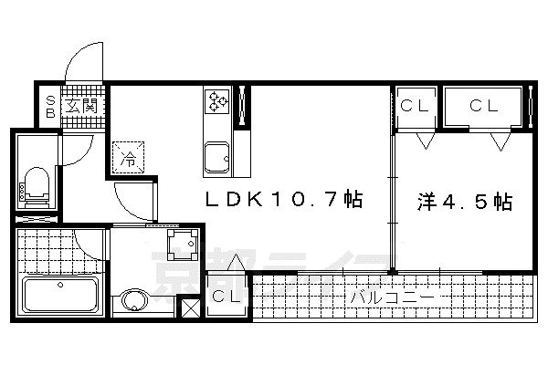 京都市東西線 東野駅(京都) 徒歩16分 2階建 築8年(1LDK/1階)の間取り写真