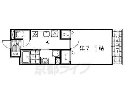 京阪電気鉄道京津線 四宮駅 徒歩8分 5階建 築8年(1K/3階)の間取り写真