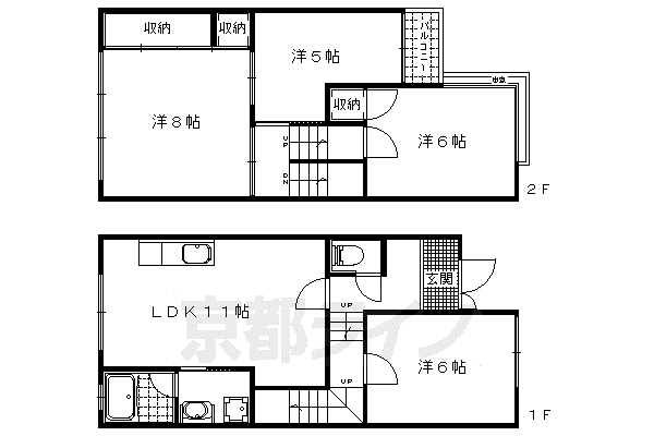 京都市東西線 椥辻駅 徒歩7分 2階建 築37年(4LDK)の間取り写真