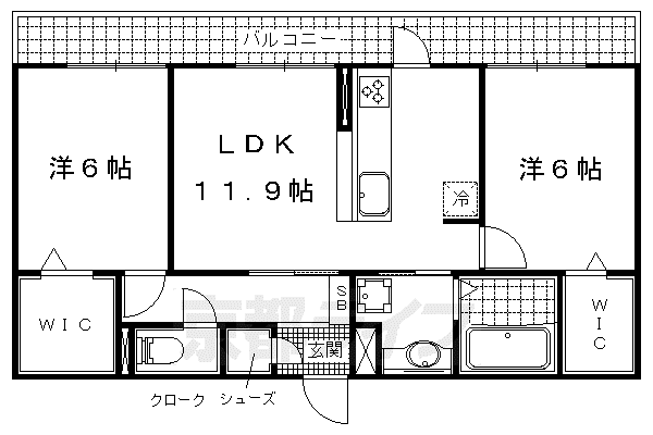 京都市東西線 東野駅(京都) 徒歩23分 3階建 築8年(2LDK/3階)の間取り写真