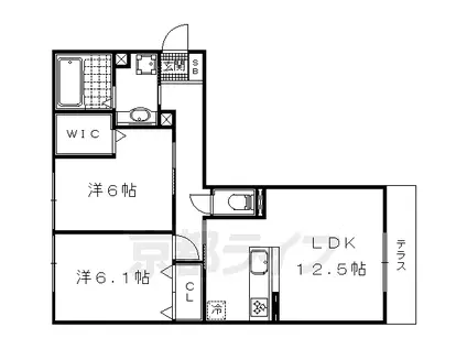 京都市東西線 東野駅(京都) 徒歩23分 3階建 築7年(2LDK/1階)の間取り写真