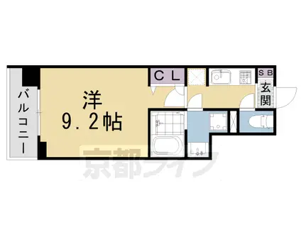 山陰本線 丹波口駅 徒歩12分 7階建 築7年(1K/2階)の間取り写真