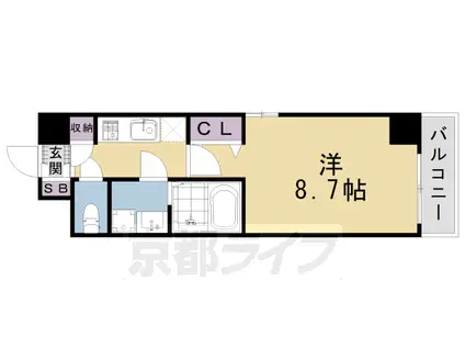 東海道本線 京都駅 徒歩10分 7階建 築7年(1K/3階)の間取り写真