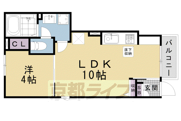 東海道本線 西大路駅 徒歩15分 2階建 築7年(1LDK/1階)の間取り写真