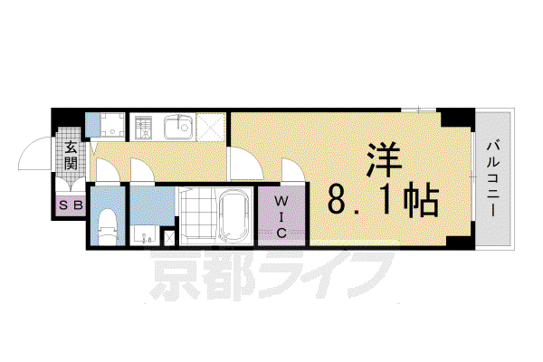 東海道本線 西大路駅 徒歩13分 7階建 築7年(1K/3階)の間取り写真