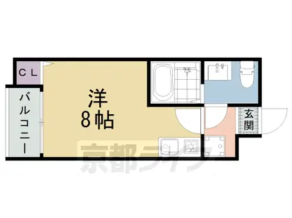 近鉄京都線 東寺駅 徒歩10分 4階建 築10年(1K/2階)の間取り写真