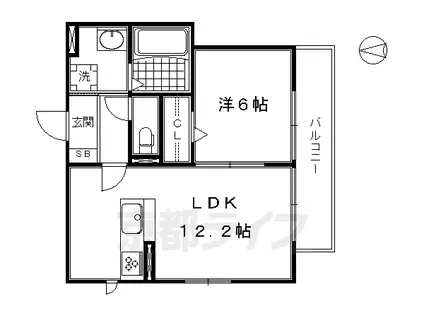 近鉄京都線 東寺駅 徒歩14分 3階建 築6年(1LDK/2階)の間取り写真