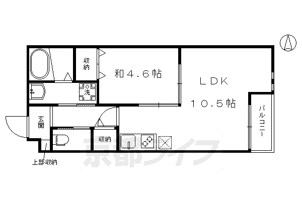 東海道本線 京都駅 徒歩17分 4階建 築10年(1LDK/3階)の間取り写真