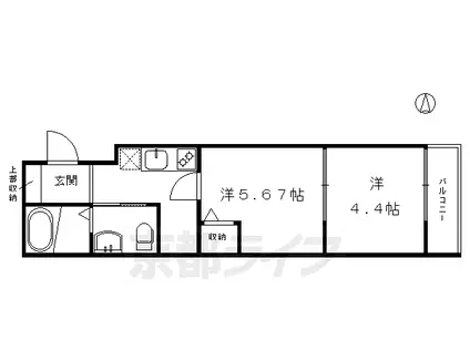 いろは梅小路(2K/1階)の間取り写真