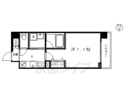 ベラジオ京都烏丸十条II(1K/4階)の間取り写真