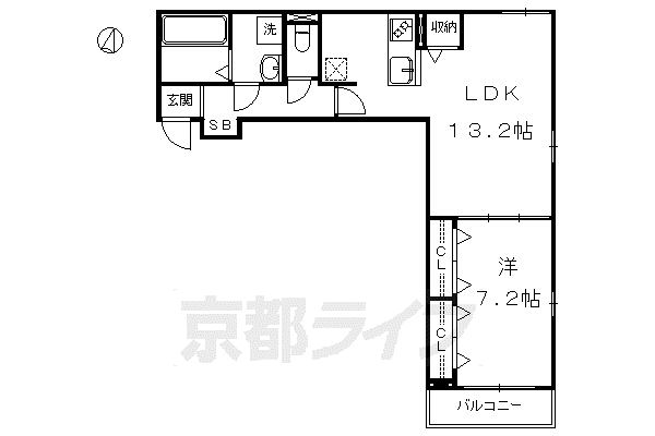 ケイトガーデン(1LDK/1階)の間取り写真