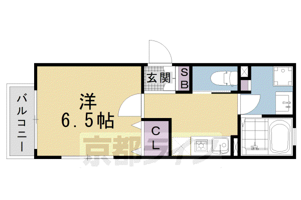 近鉄京都線 東寺駅 徒歩2分 5階建 築6年(1K/2階)の間取り写真