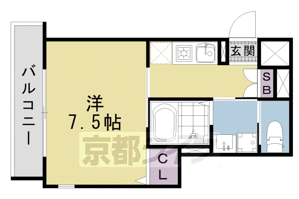 近鉄京都線 東寺駅 徒歩2分 5階建 築6年(1K/4階)の間取り写真