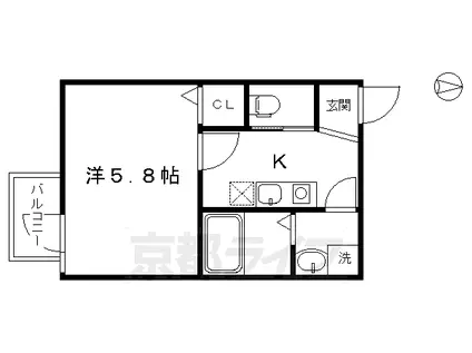 京阪電気鉄道京阪線 東福寺駅 徒歩4分 5階建 築9年(1K/3階)の間取り写真