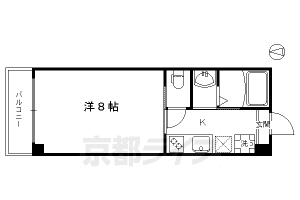 東海道本線 京都駅 徒歩16分 5階建 築11年(1K/2階)の間取り写真