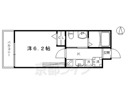 京都市烏丸線 五条駅(京都市営) 徒歩8分 3階建 築11年(1K/3階)の間取り写真