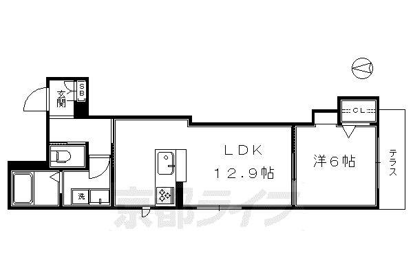 京阪電気鉄道京阪線 伏見稲荷駅 徒歩3分 3階建 築9年(1LDK/1階)の間取り写真