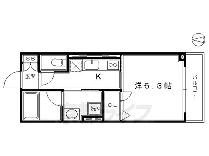 シャーメゾンろくはら(1K/3階)の間取り写真