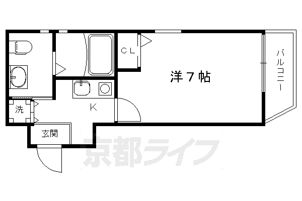 アパートメント清水五条(1K/3階)の間取り写真
