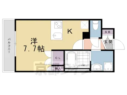 京都市烏丸線 五条駅(京都市営) 徒歩1分 15階建 築19年(1K/5階)の間取り写真
