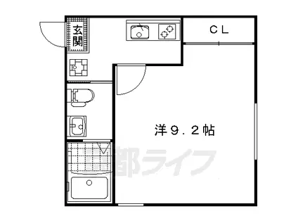 京都市烏丸線 今出川駅 徒歩19分 3階建 築10年(1K/2階)の間取り写真