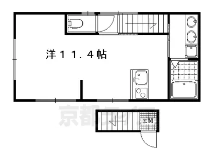 京福北野線 北野白梅町駅 徒歩10分 2階建 築8年(ワンルーム/2階)の間取り写真