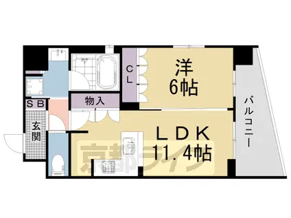京都市烏丸線 今出川駅 徒歩13分 7階建 築5年(1LDK/6階)の間取り写真